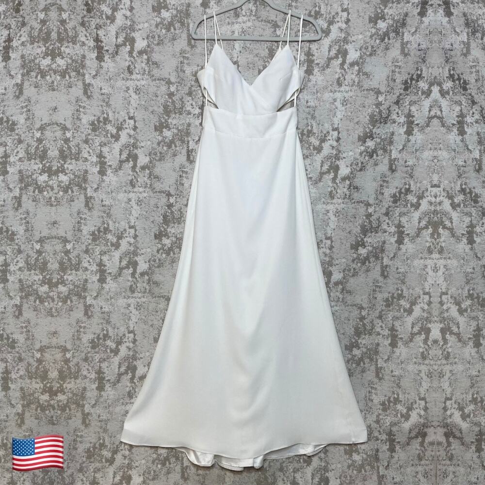 Amsale Shiloh Side Cut Out Dress in White
